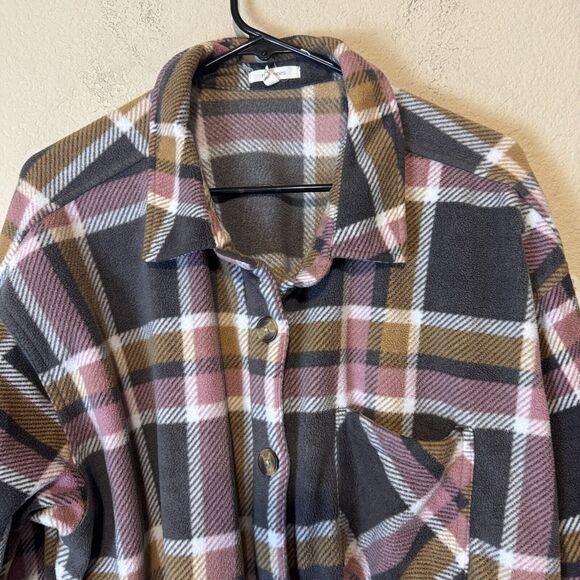Maurice’s Fleece Plaid button down Shacket shirt jacket 2X oversized boyfriend - Picture 3 of 6
